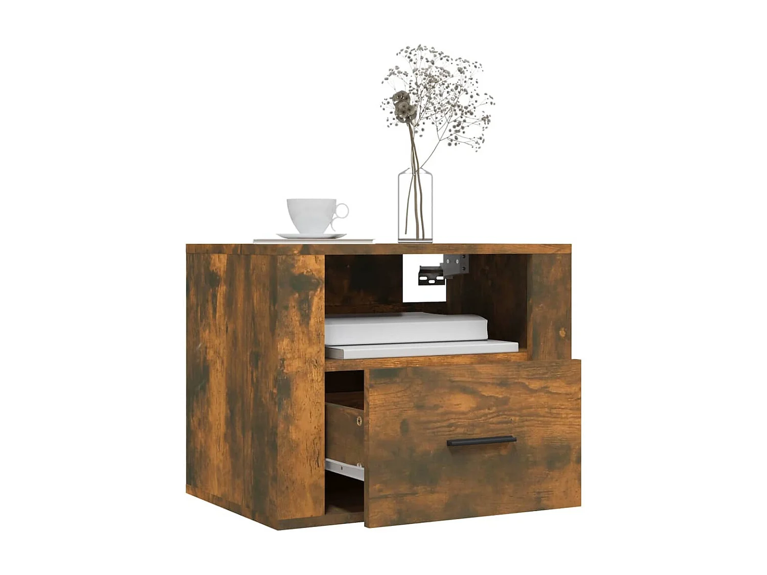 Table de chevet murale Chêne fumé 50x36x40 cm