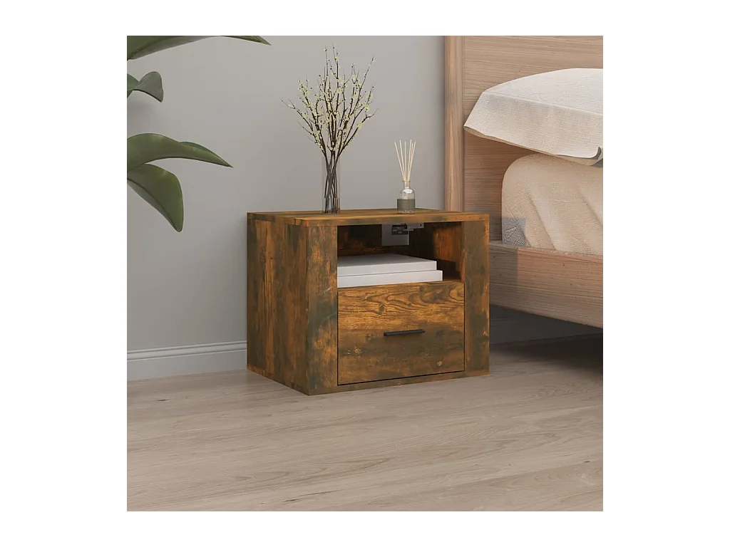Table de chevet murale Chêne fumé 50x36x40 cm