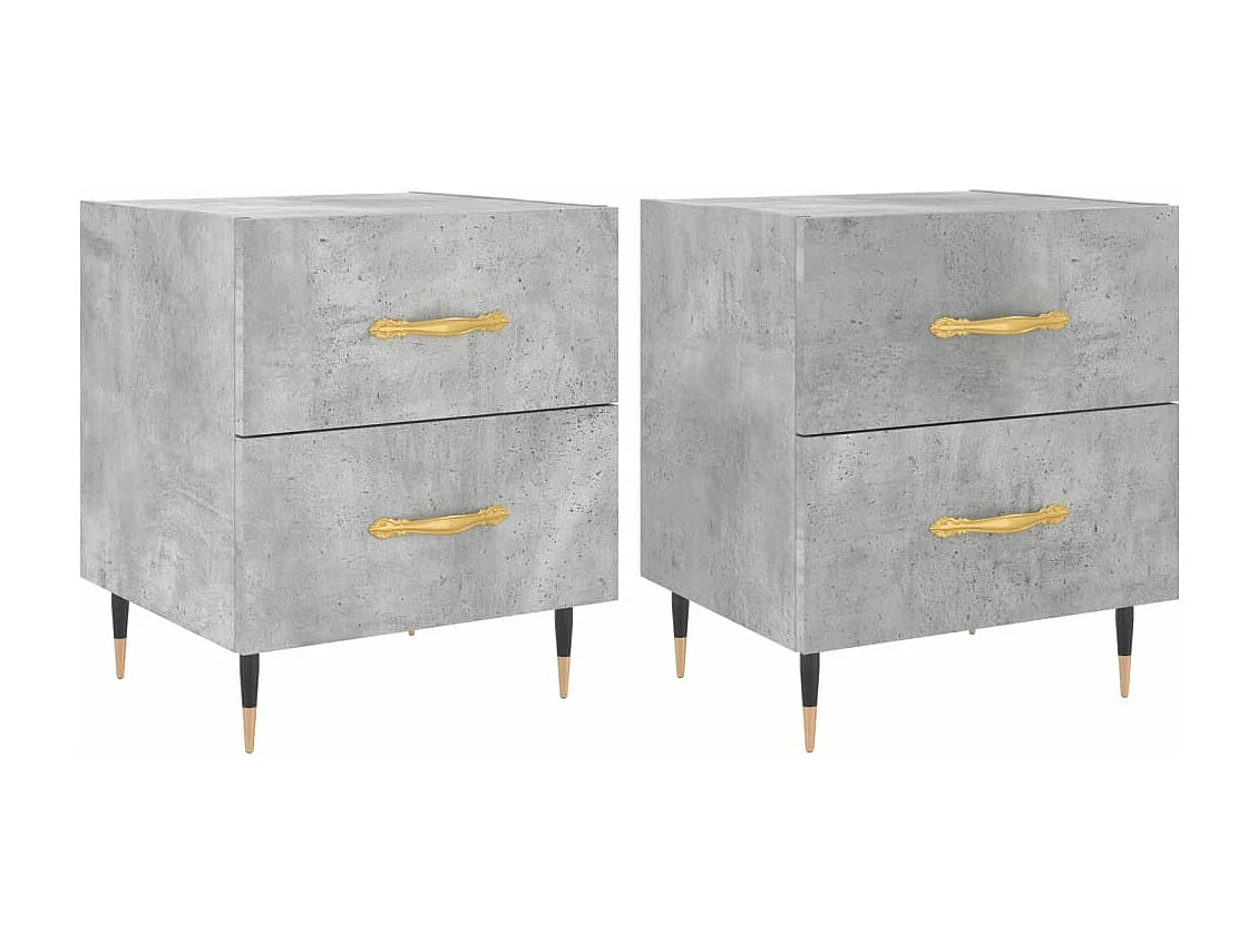 Tables de chevet 2pièces gris béton 40x35x47,5cm bois d’ingénierie
