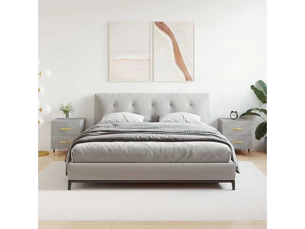 Mesita noche 2 unidades madera ingeniería gris hormigón 40x35x47,5cm