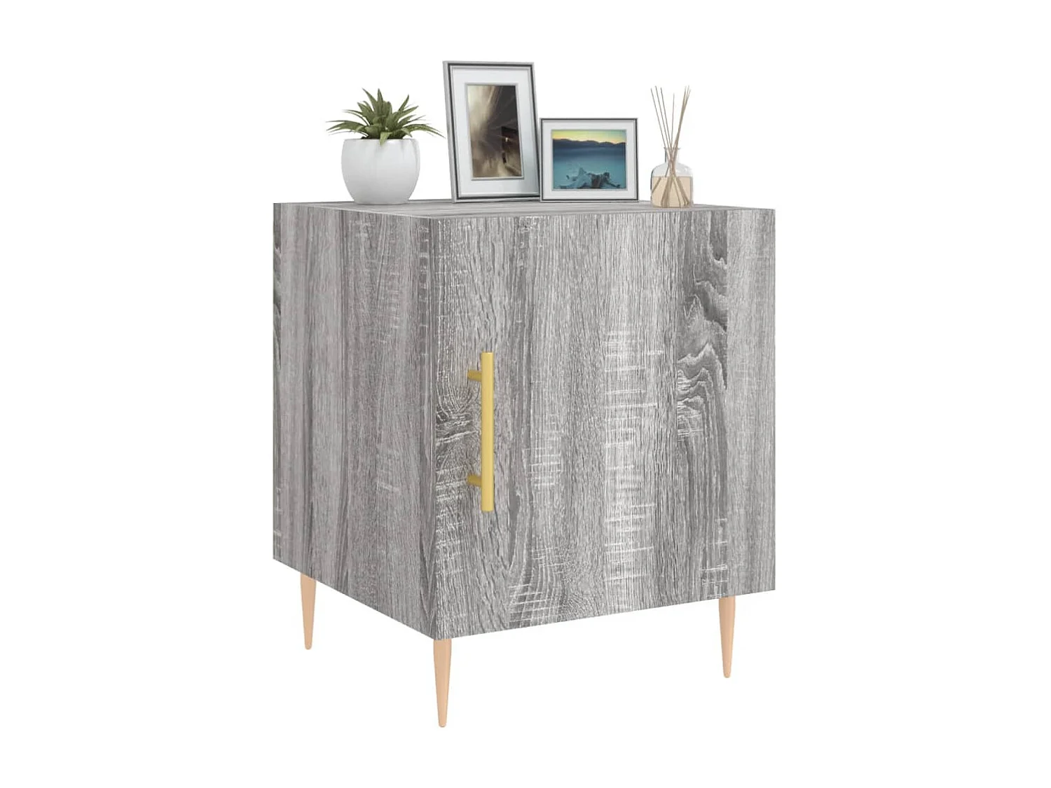 Mesa cabeceira 40x40x50 cm derivados de madeira cinzento sonoma