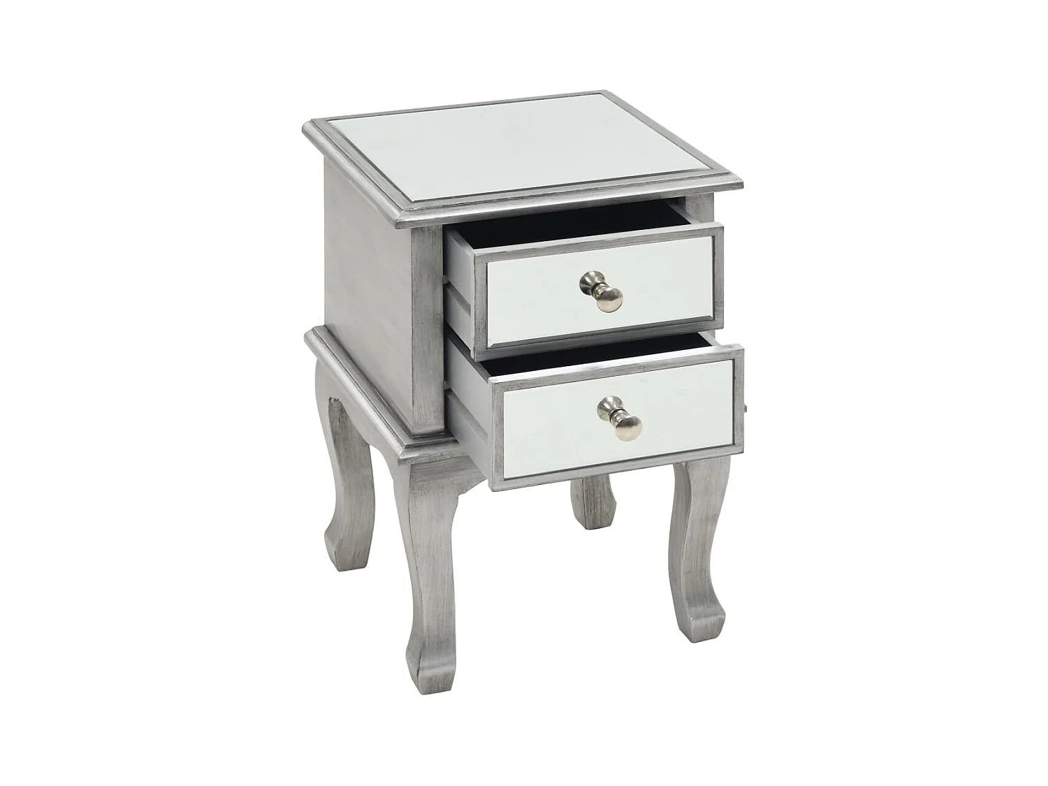 Table de chevet miroir MDF et verre 34,5 x 30 x 50 cm