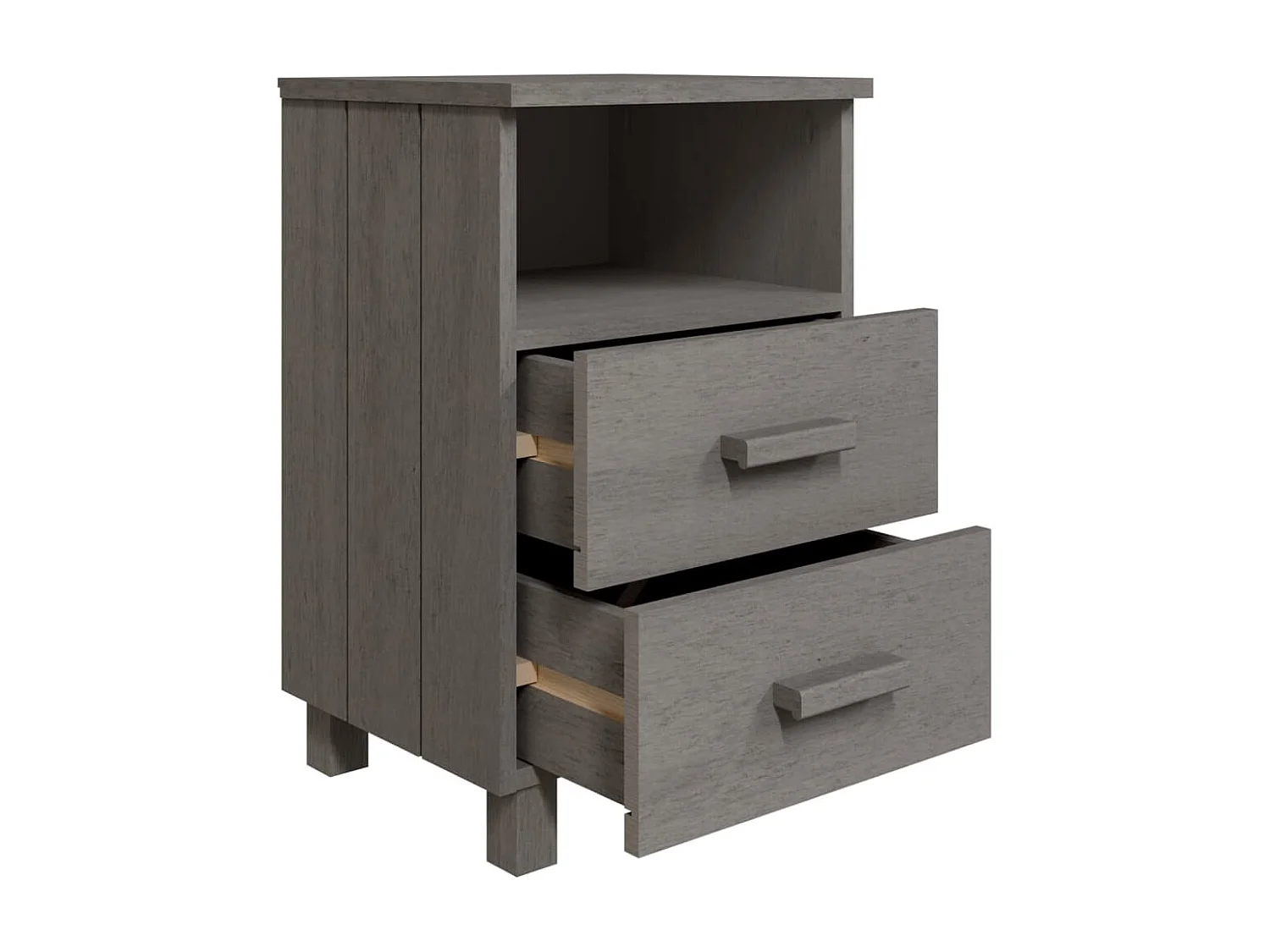 Mesita de noche HAMAR madera pino maciza gris claro 40x35x62 cm