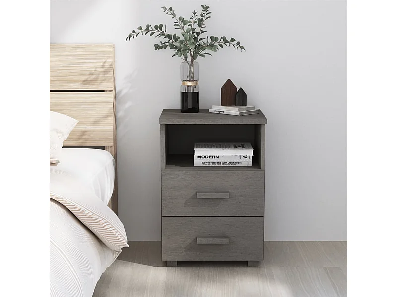 Mesa de cabeceira HAMAR 40x35x62 cm pinho maciço cinza-claro