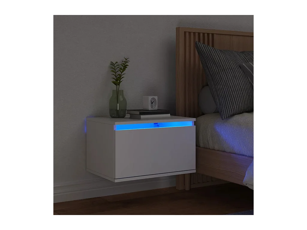 Mesita de noche de pared con luces LED blanco