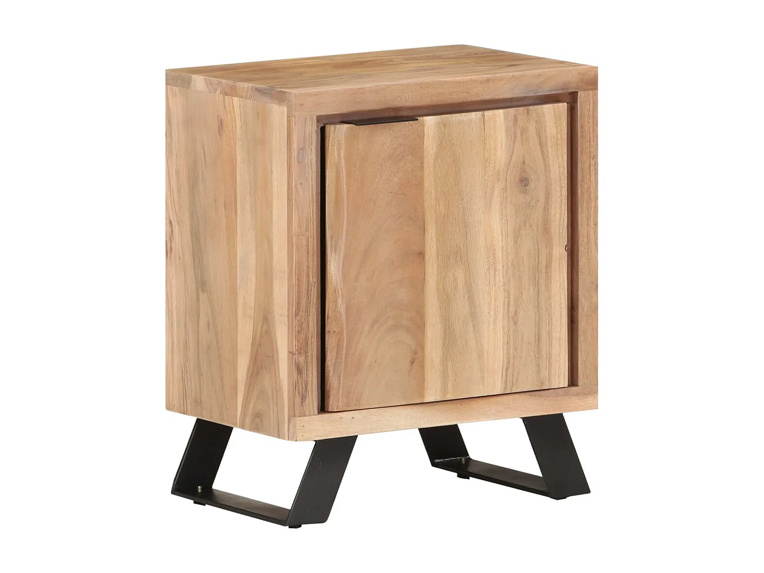 Mesita de noche madera maciza acacia borde natural 40x30x50 cm