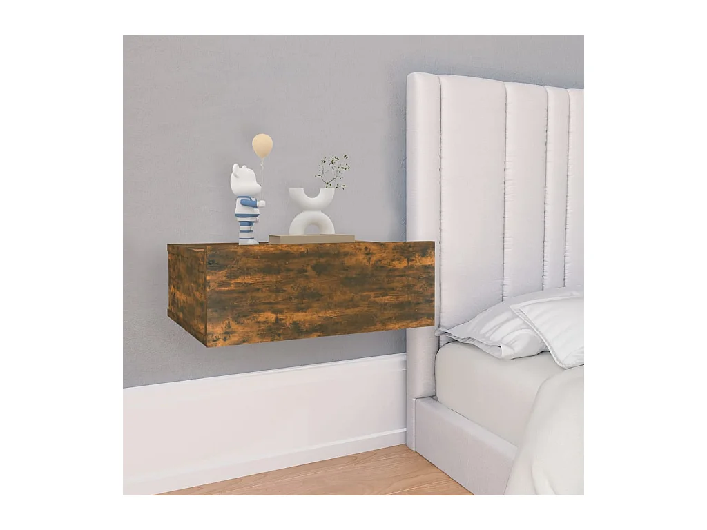 Table de chevet flottante Chêne fumé 40x30x15 cm