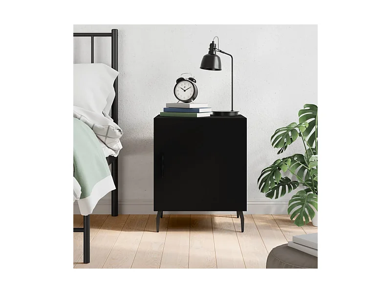 Table de chevet noir 40x40x50 cm bois d’ingénierie