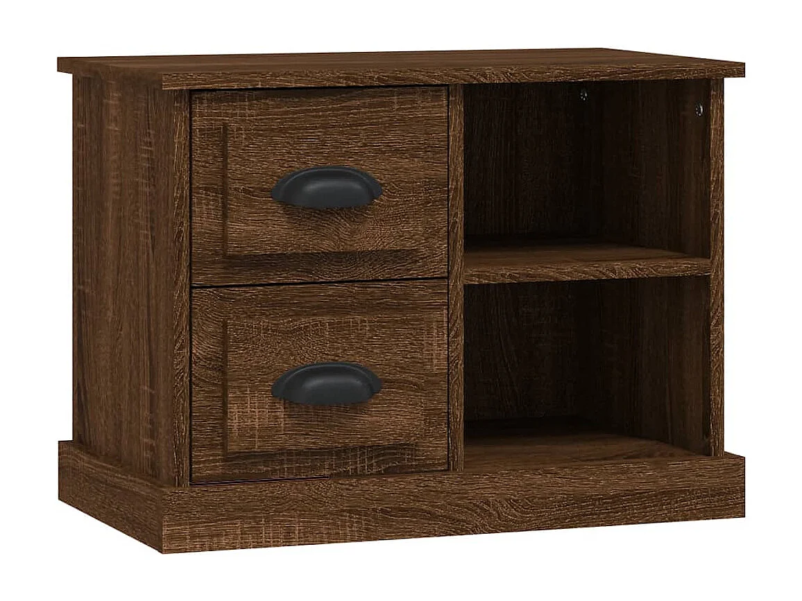 Table de chevet chêne marron 60x35,5x45 cm