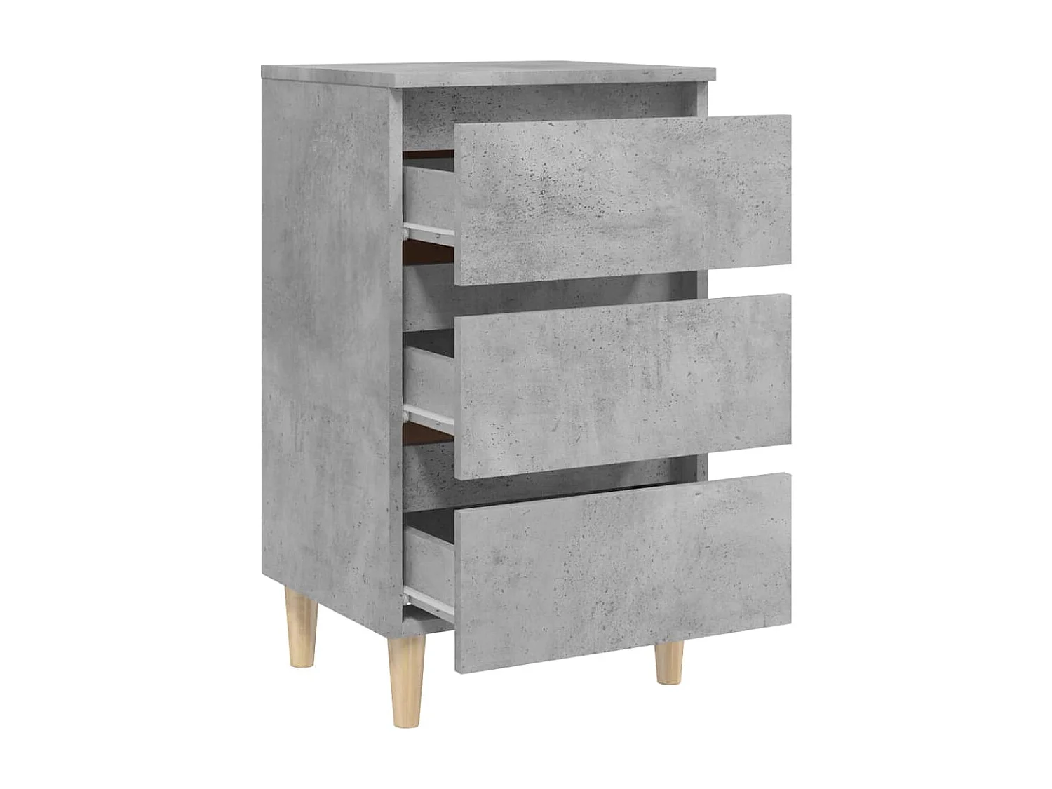 Table de chevet avec pieds en bois solide Gris béton 40x35x69cm