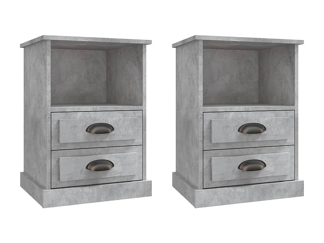 Tables de chevet 2 pièces gris béton 43x36x60 cm