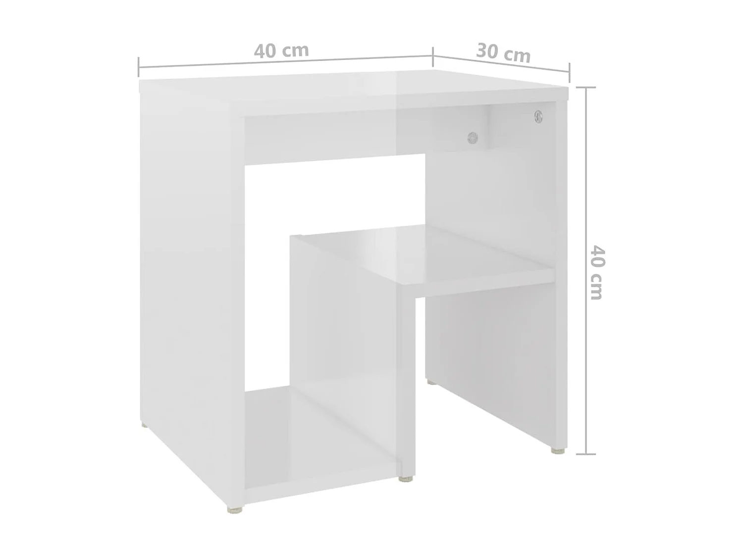 Tables de chevet 2 pièces Blanc brillant 40x30x40 cm Aggloméré