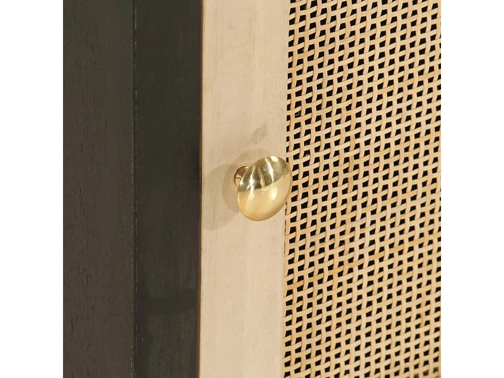 Table de chevet noir 40x30x50 cm bois massif manguier et fer