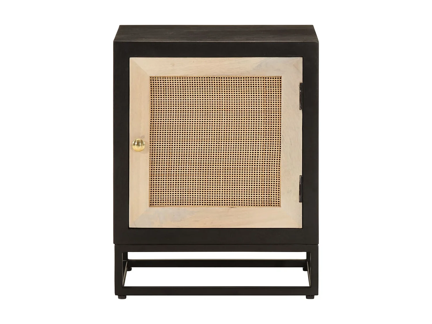 Table de chevet noir 40x30x50 cm bois massif manguier et fer