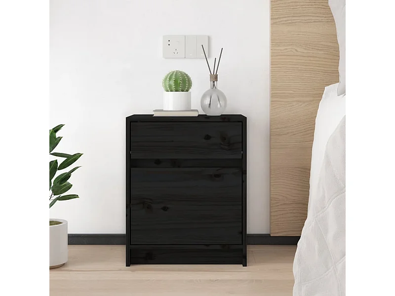 Mesitas de noche 2 unidades madera maciza pino negro 40x31x50 cm