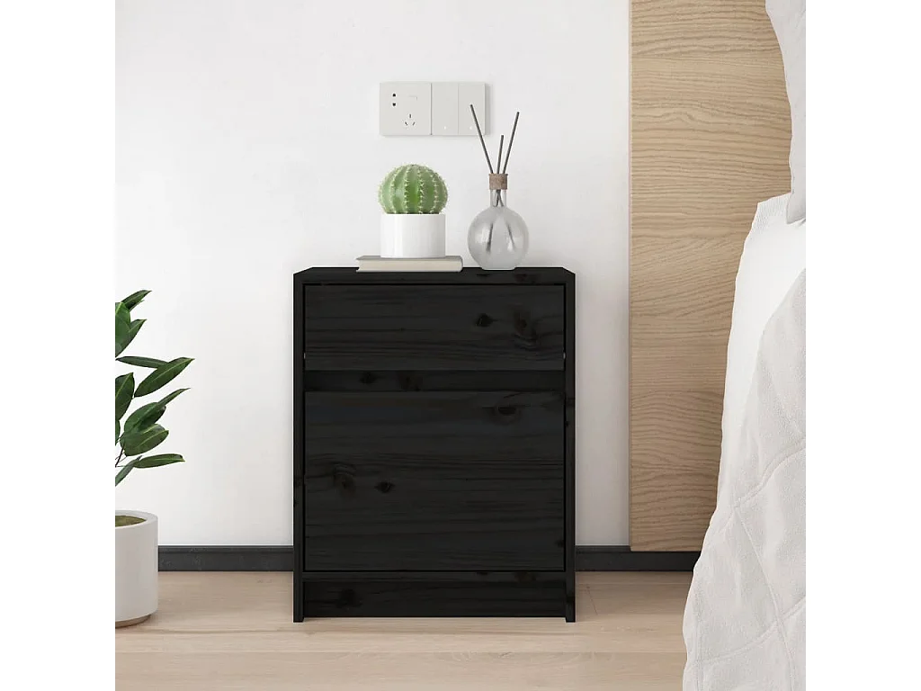 Mesitas de noche 2 unidades madera maciza pino negro 40x31x50 cm