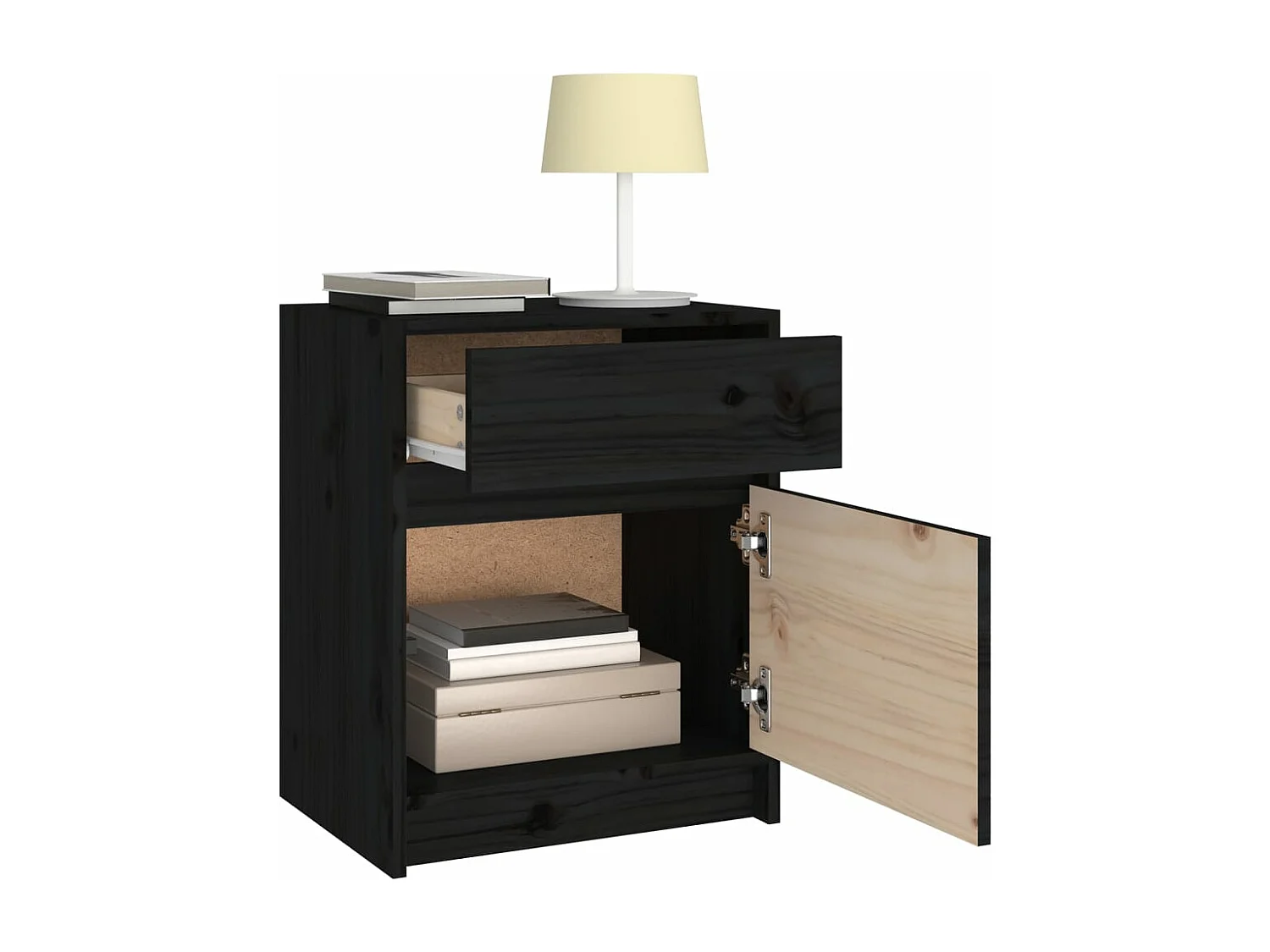 Mesitas de noche 2 unidades madera maciza pino negro 40x31x50 cm