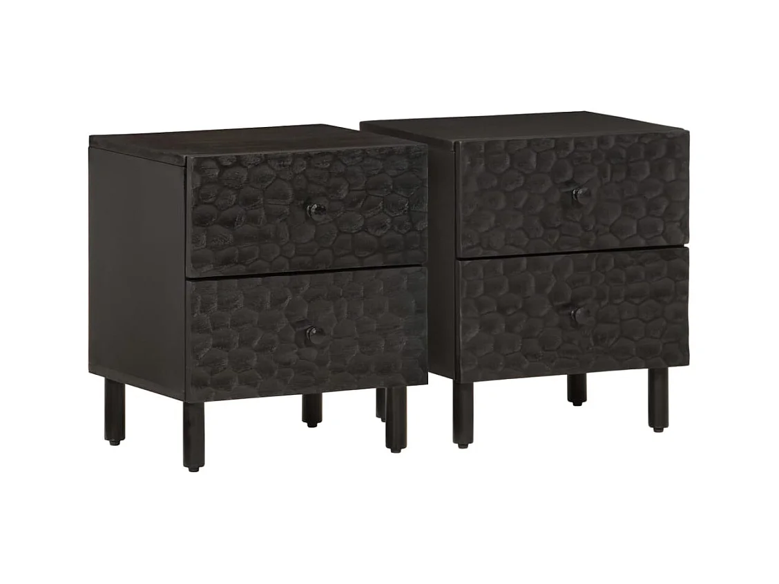 Tables de chevet 2 pièces noir 40x33x46 cm bois de manguier solide