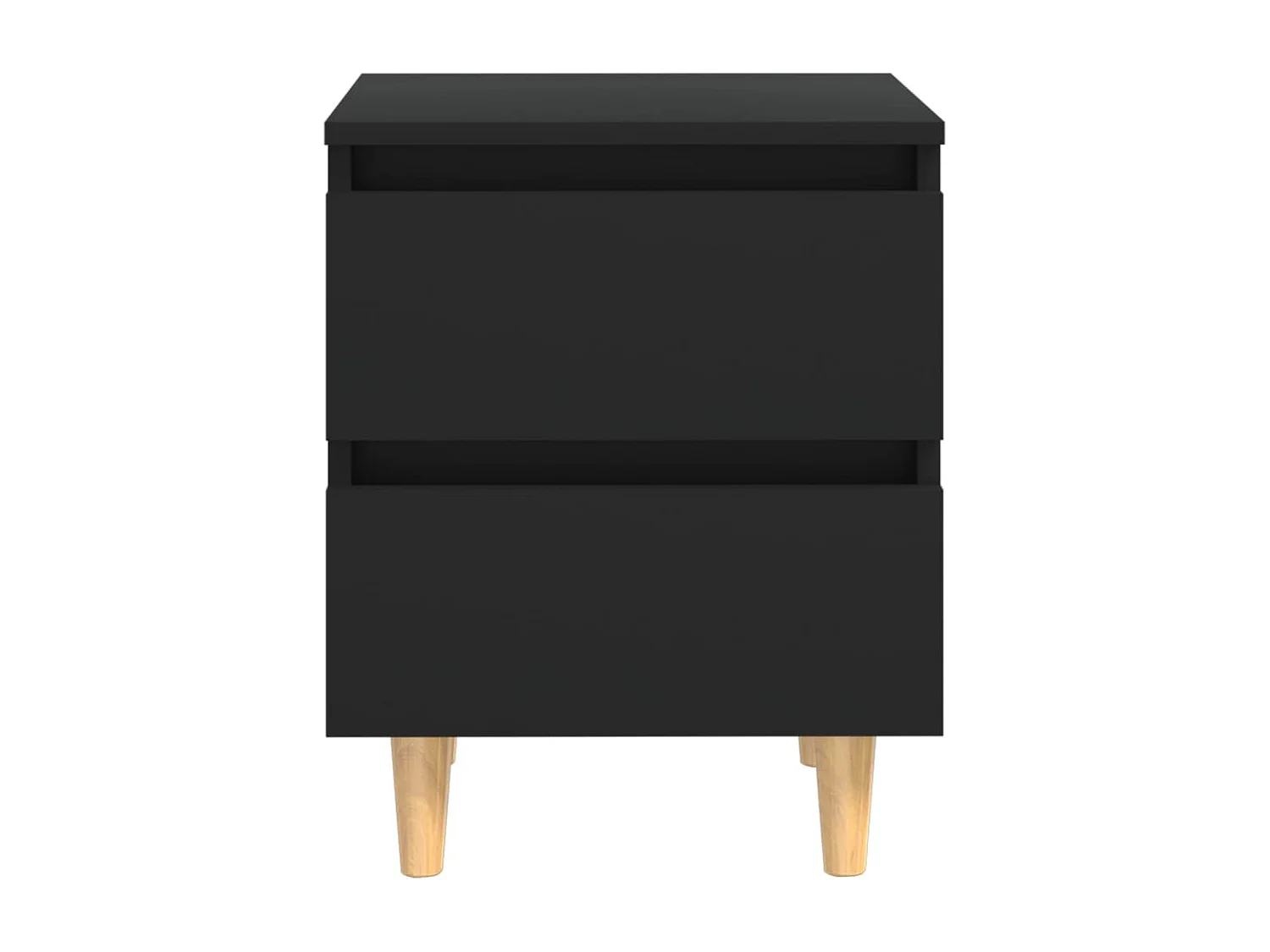 Table de chevet avec pieds en pin Noir 40x35x50 cm