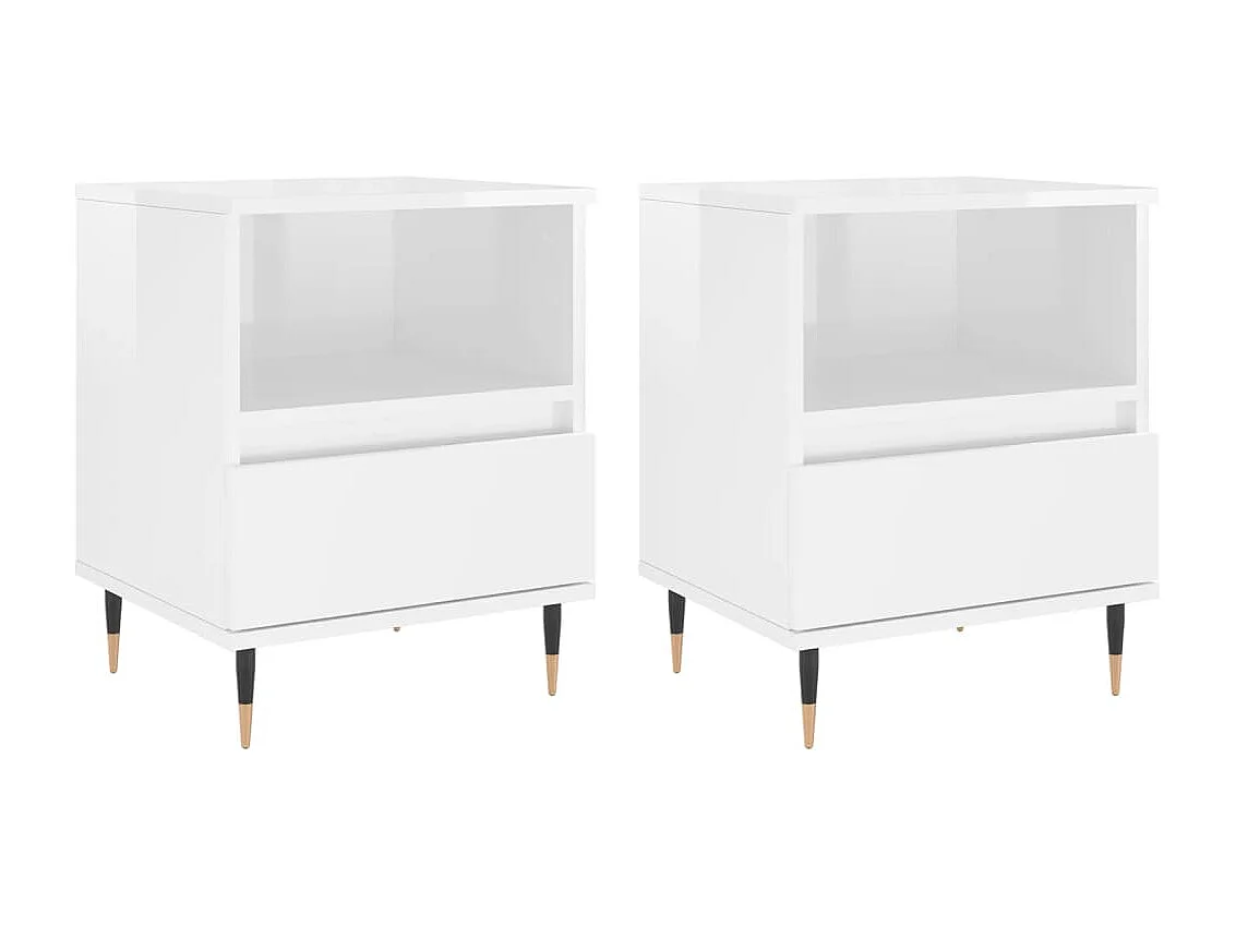 Tables de chevet 2 pièces blanc brillant 40x35x50 cm
