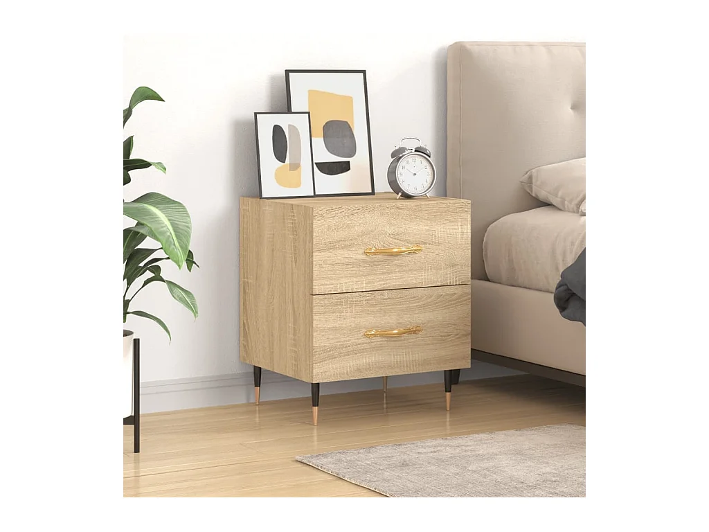 Nachtkastje 40x35x47,5 cm bewerkt hout sonoma eikenkleurig