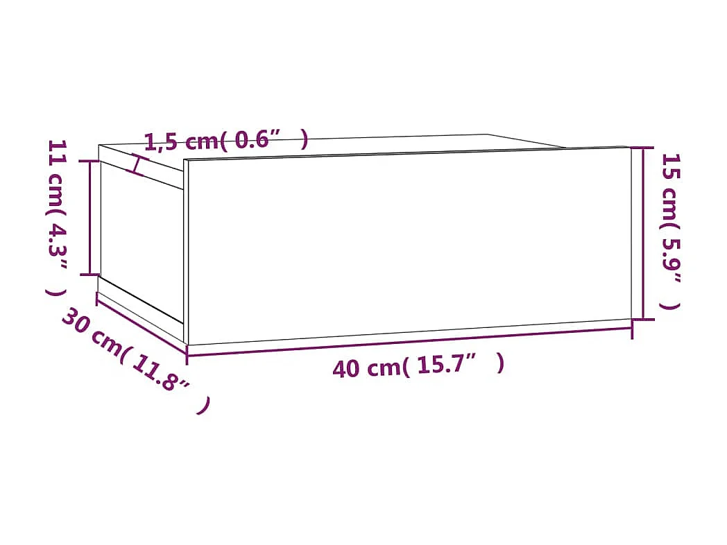Table de chevet flottante Sonoma gris 40x30x15 cm