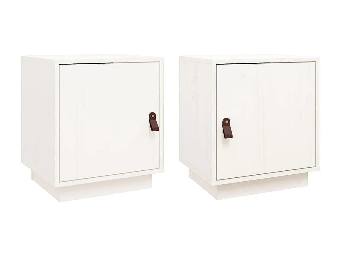 Mesitas de noche 2 unidades madera maciza pino blanco 40x34x45 cm