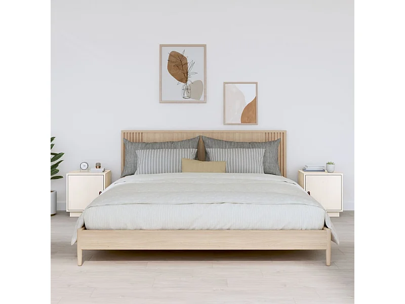 Mesitas de noche 2 unidades madera maciza pino blanco 40x34x45 cm