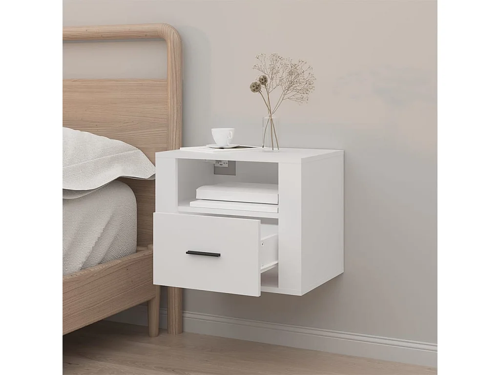 Mesa de cabeceira de parede 50x36x40 cm branco