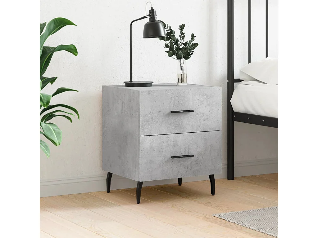 Mesita de noche madera ingeniería gris hormigón 40x35x47,5 cm