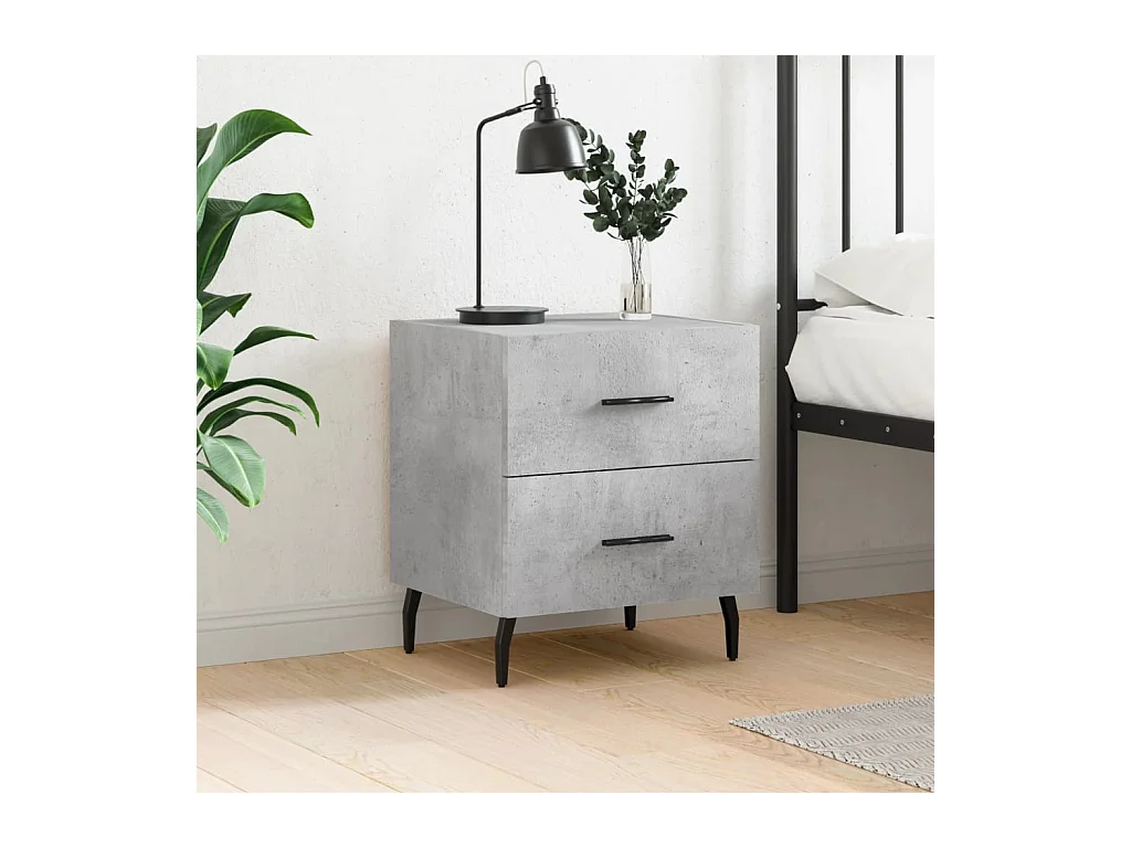 Table de chevet gris béton 40x35x47,5 cm bois d’ingénierie