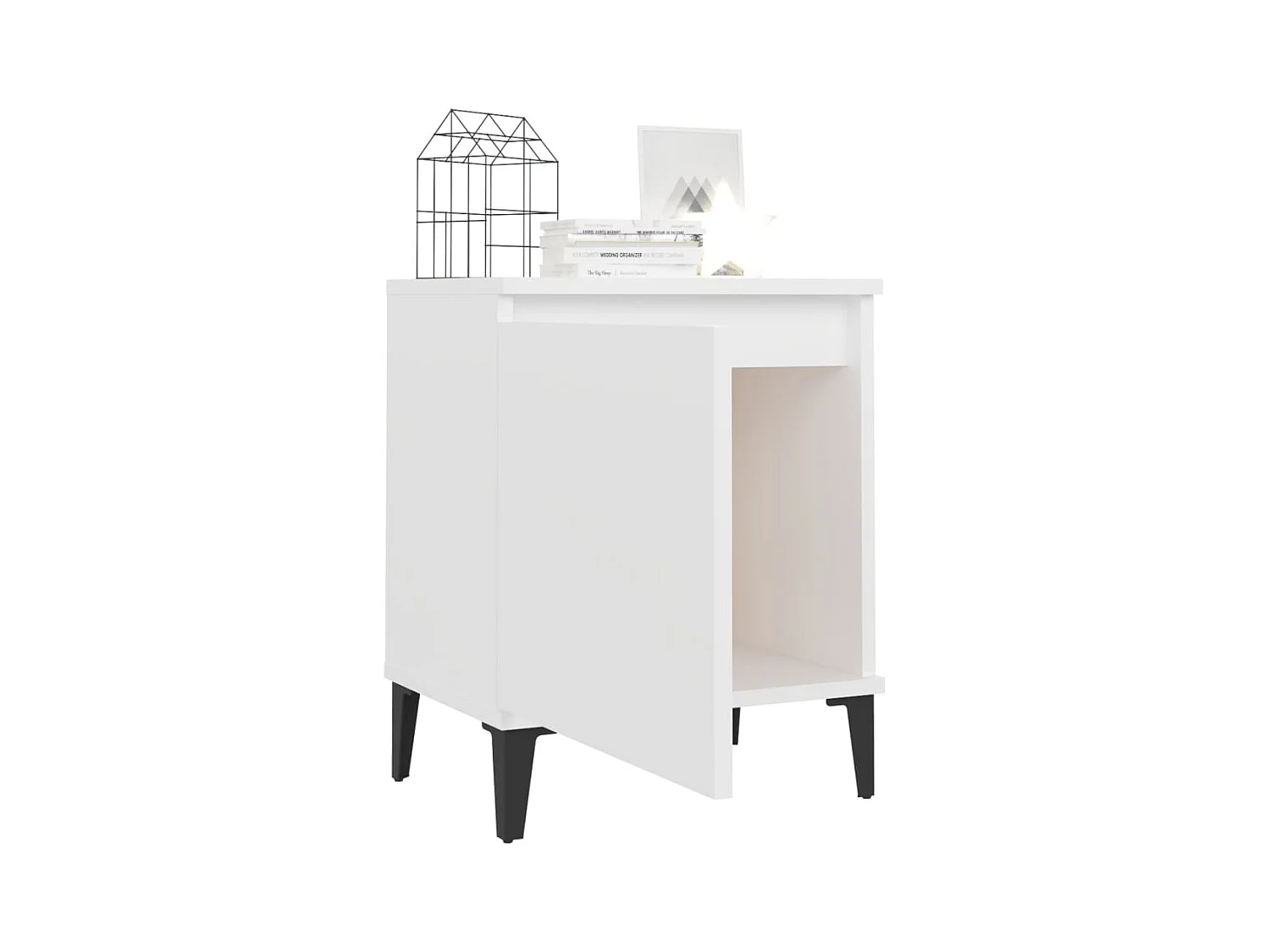 Tables de chevet avec pieds en métal 2 pièces Blanc 40x30x50 cm