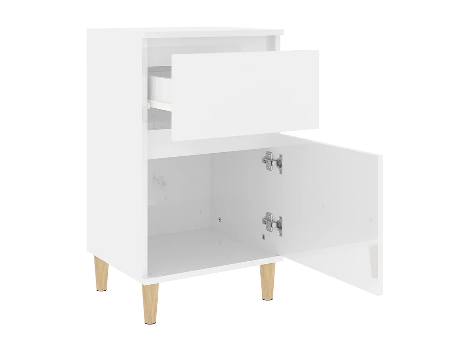 Mesita de noche blanco brillante 40x35x70 cm