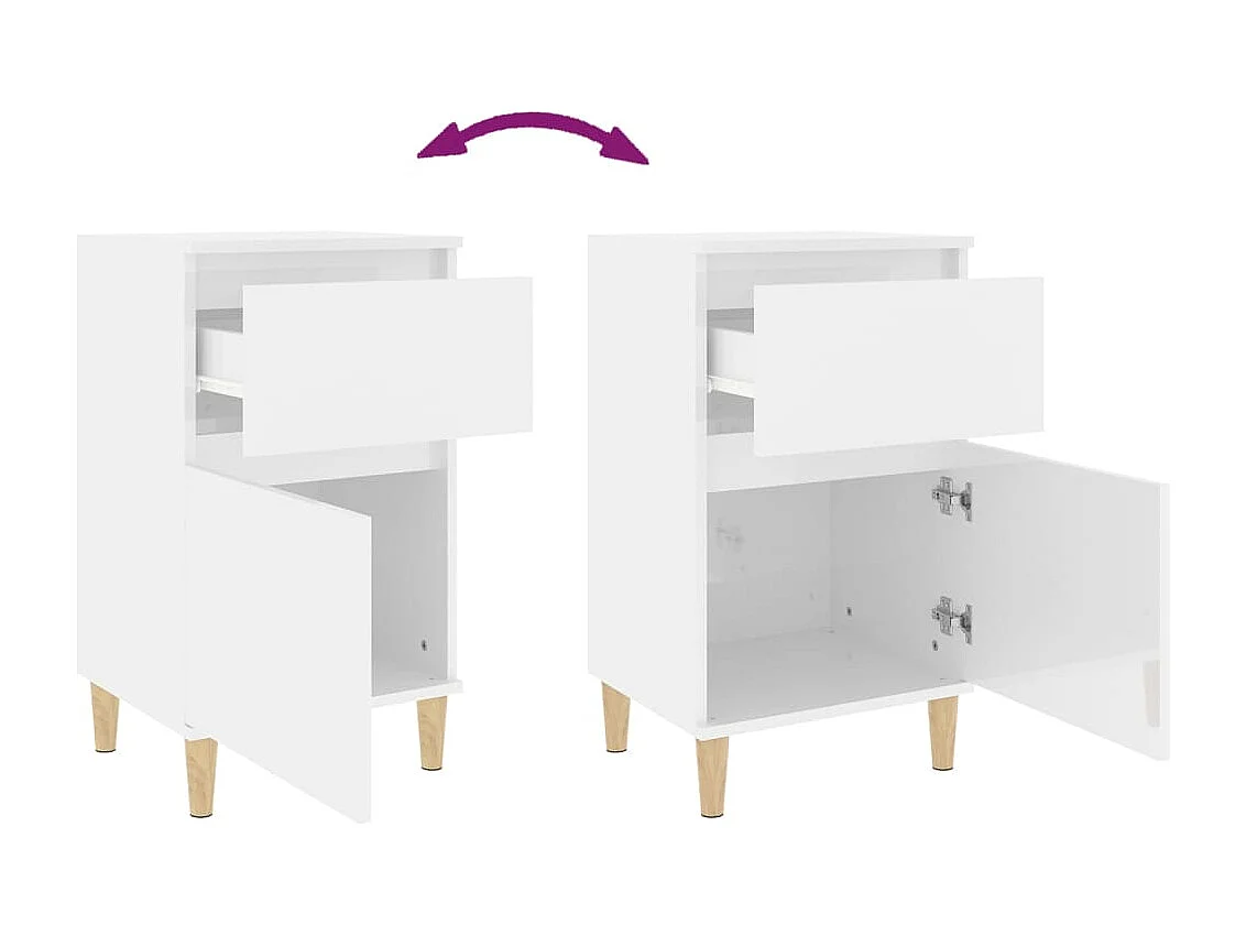 Mesita de noche blanco brillante 40x35x70 cm