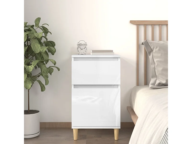 Mesita de noche blanco brillante 40x35x70 cm