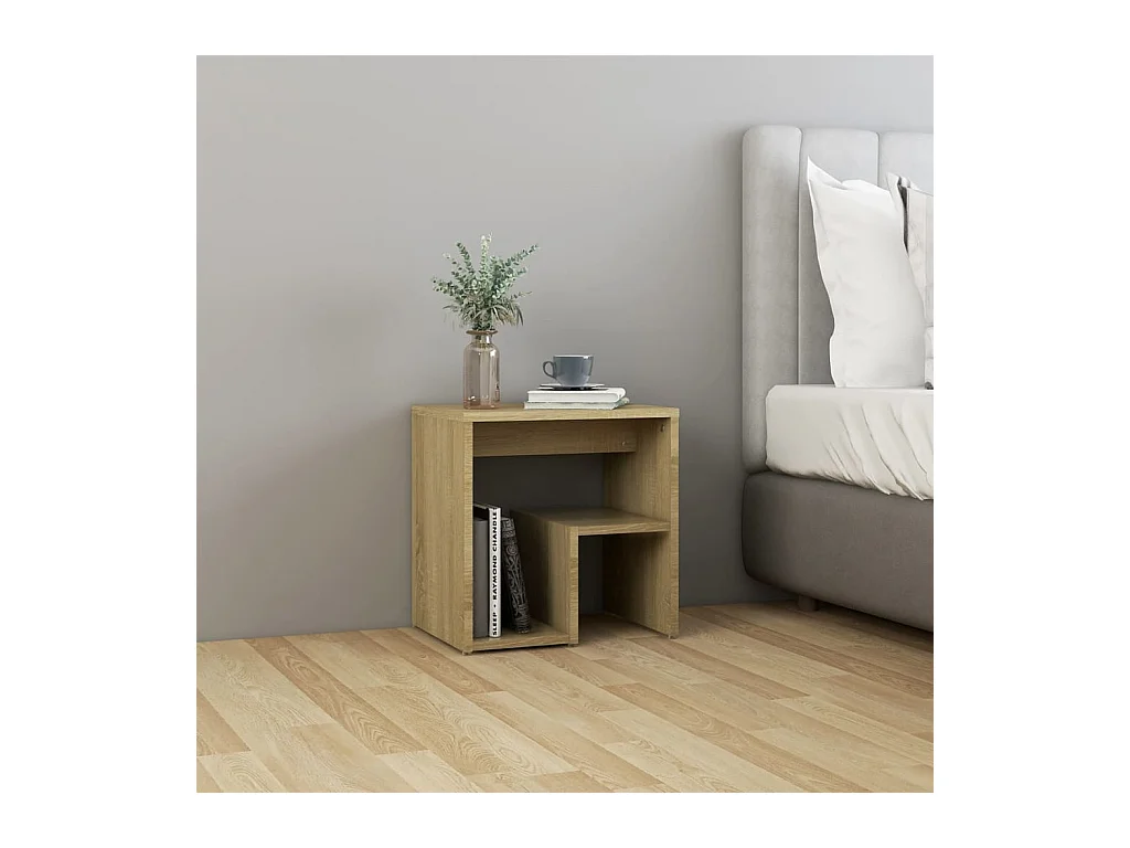 Mesita de noche madera contrachapada roble Sonoma 40x30x40 cm