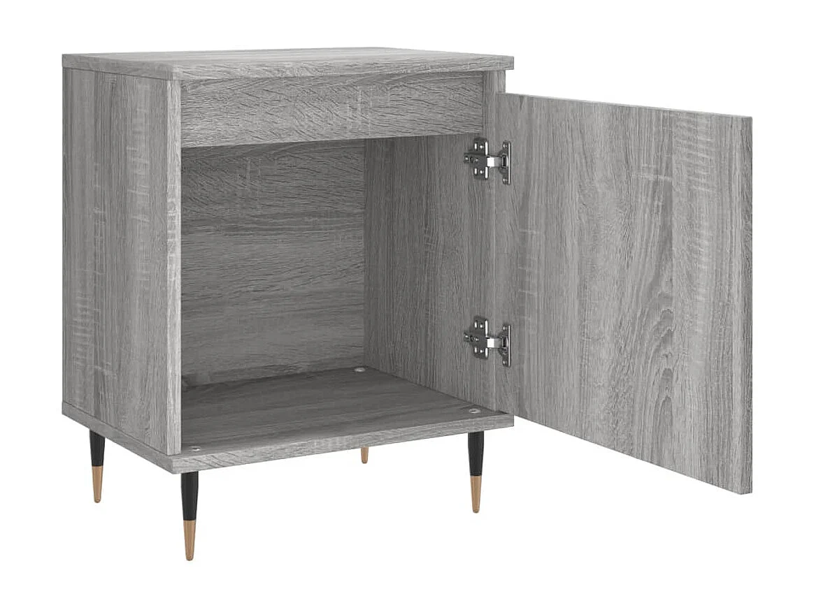 Nachtkastje 40x30x50 cm bewerkt hout grijs sonoma eikenkleurig
