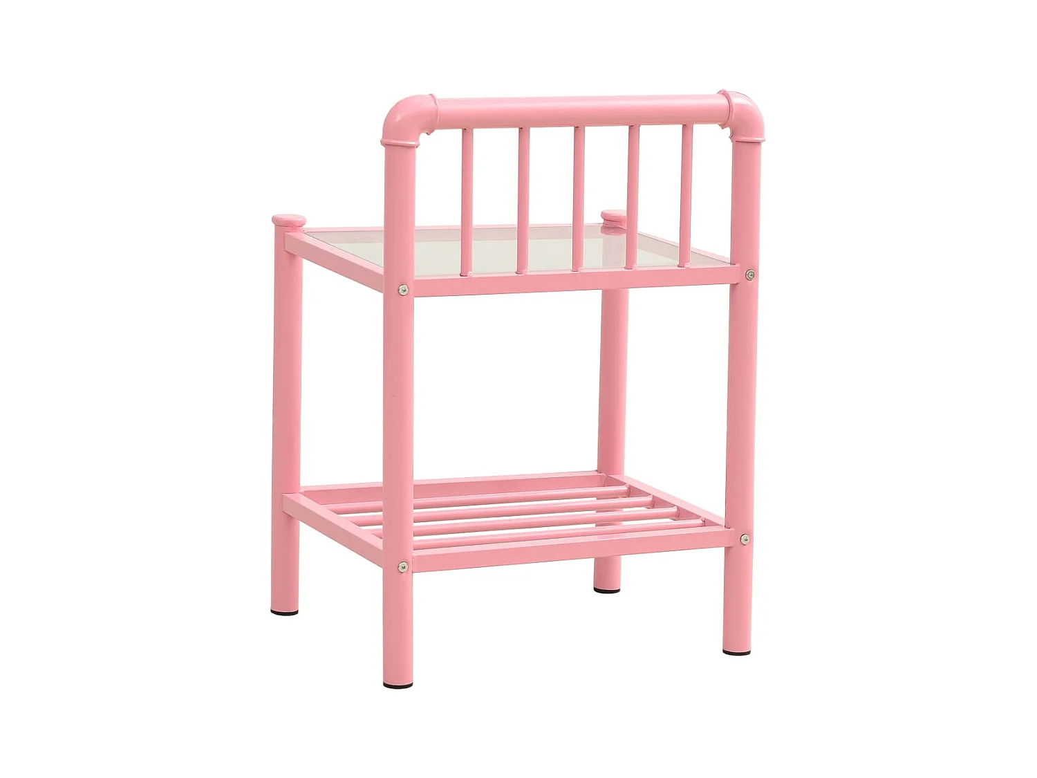 Tables de chevet 2 pièces Rose et transparent Métal et verre