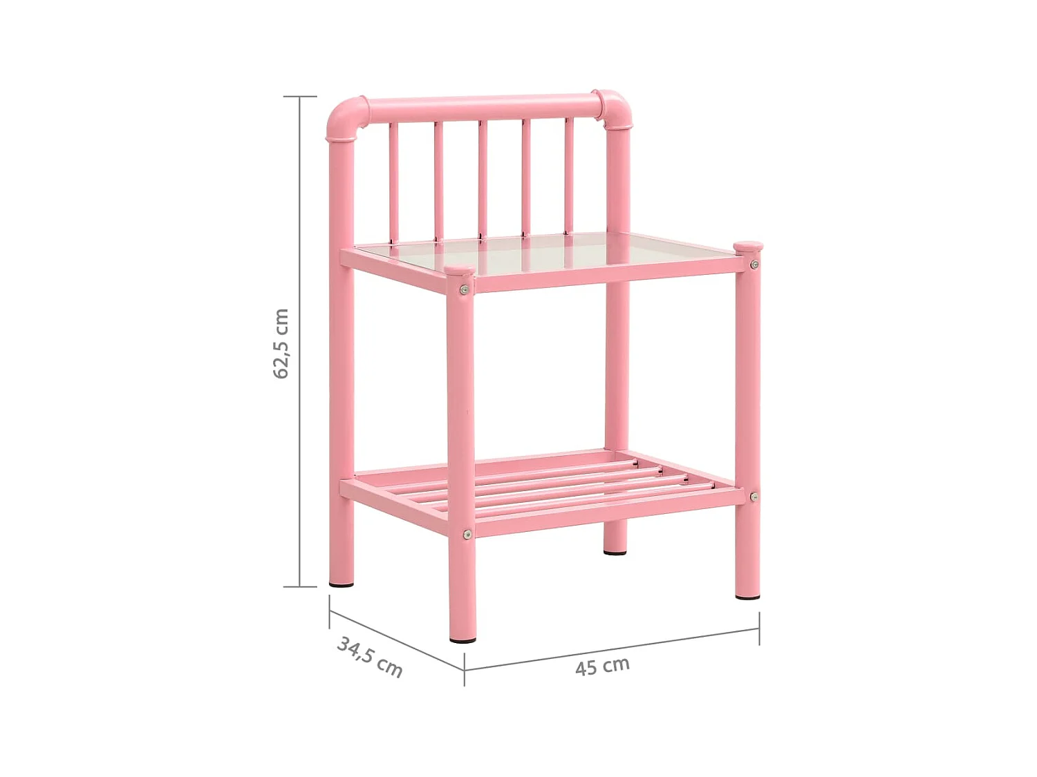 Tables de chevet 2 pièces Rose et transparent Métal et verre