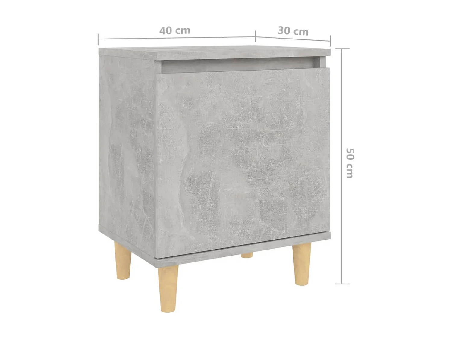 Mesitas noche con patas madera gris hormigón 2 unidades 40x30x50 cm