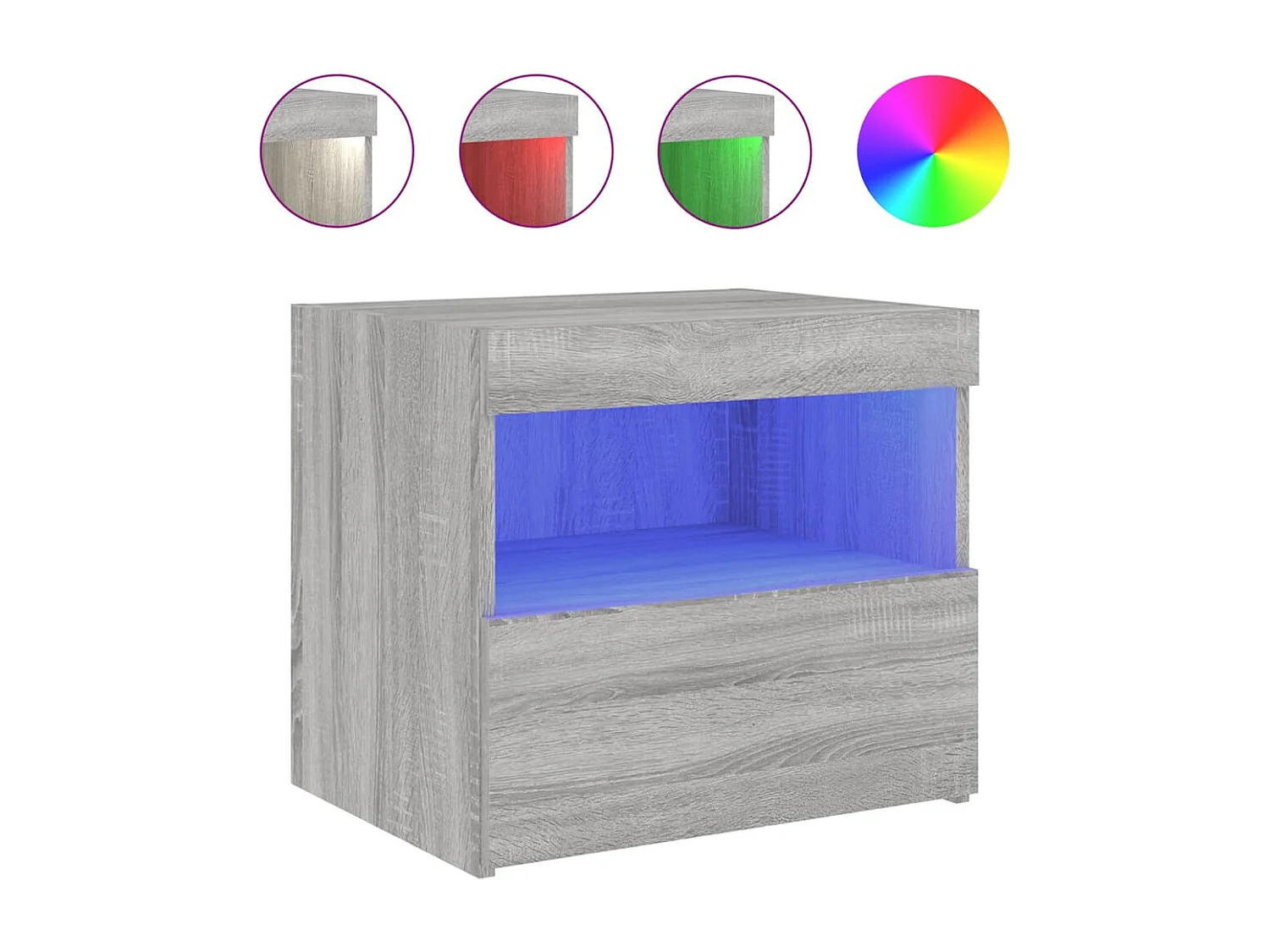 Nachtkastjes met LED-verlichting 2 st 50x40x45 cm grijs sonoma