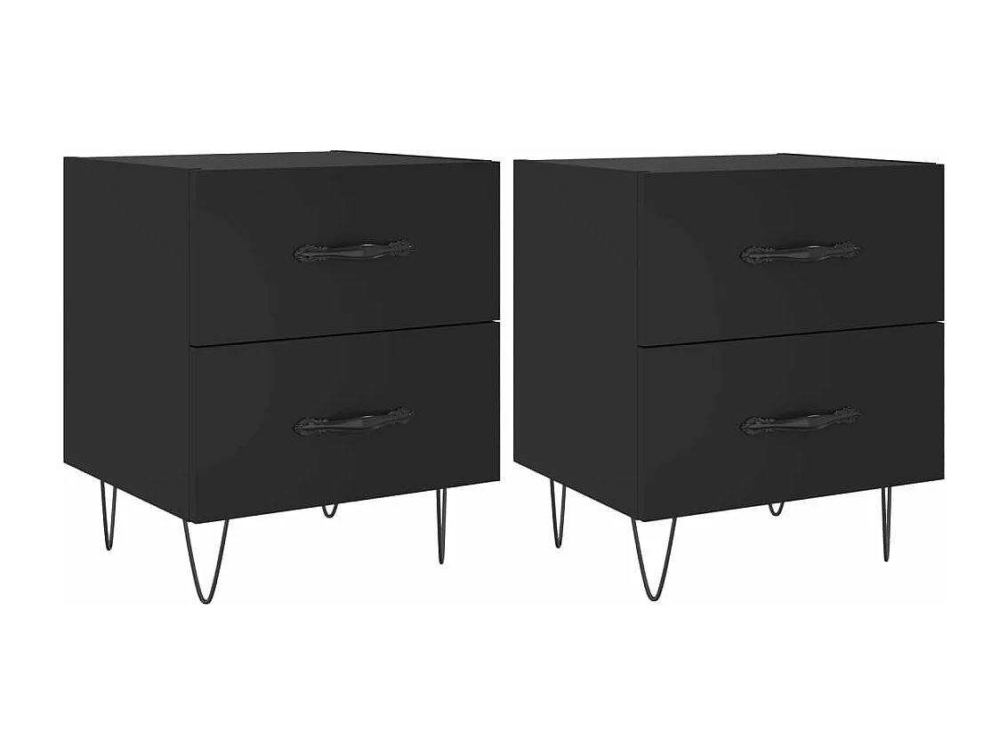 Nachtkastjes 2 st 40x35x47,5 cm bewerkt hout zwart