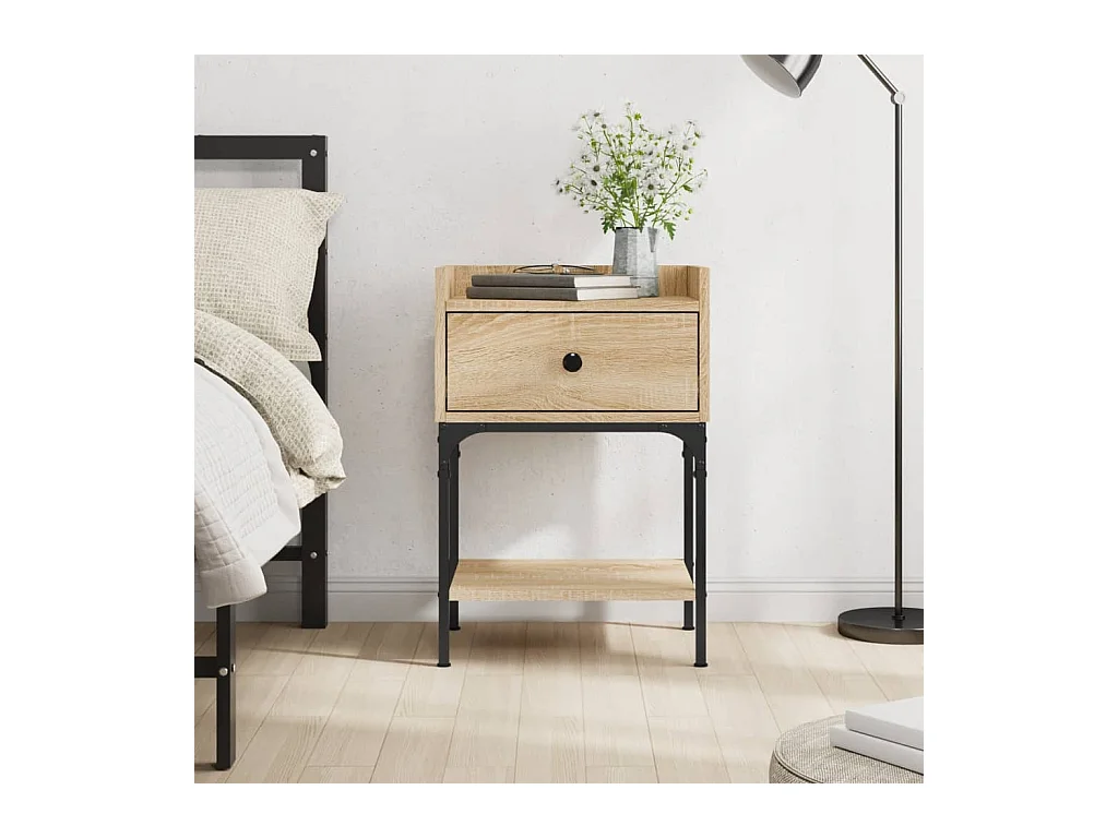 Table de chevet chêne sonoma 40,5x31x60 cm bois d'ingénierie