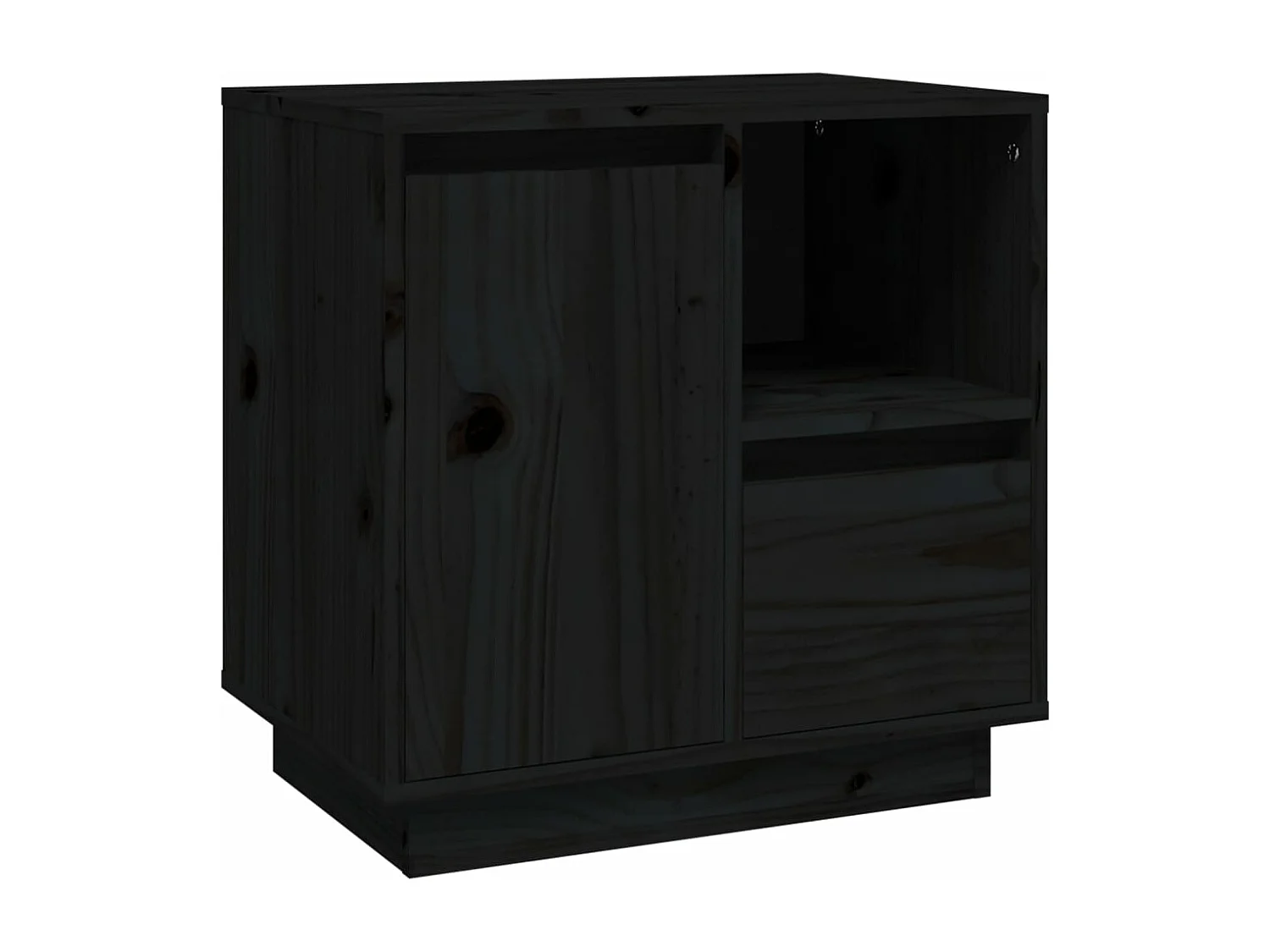Table de chevet Noir 50x34x50 cm Bois de pin massif