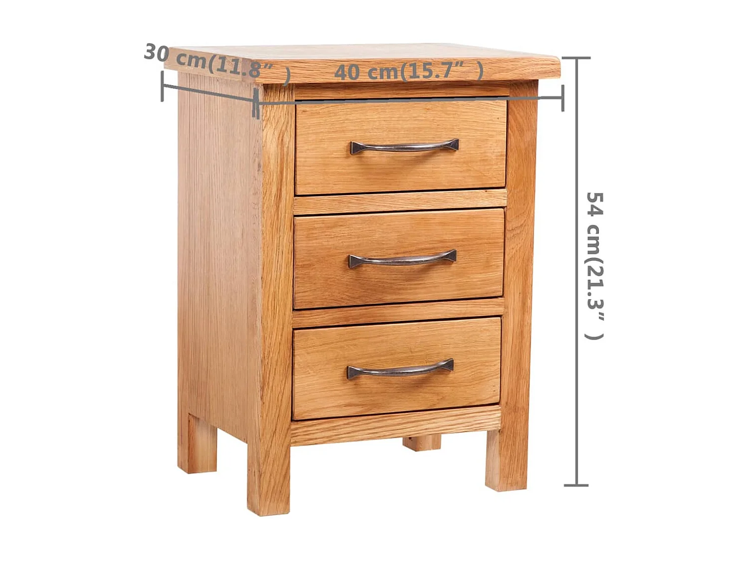 Table de chevet avec 3 tiroirs 40x30x54 cm Bois de chêne massif