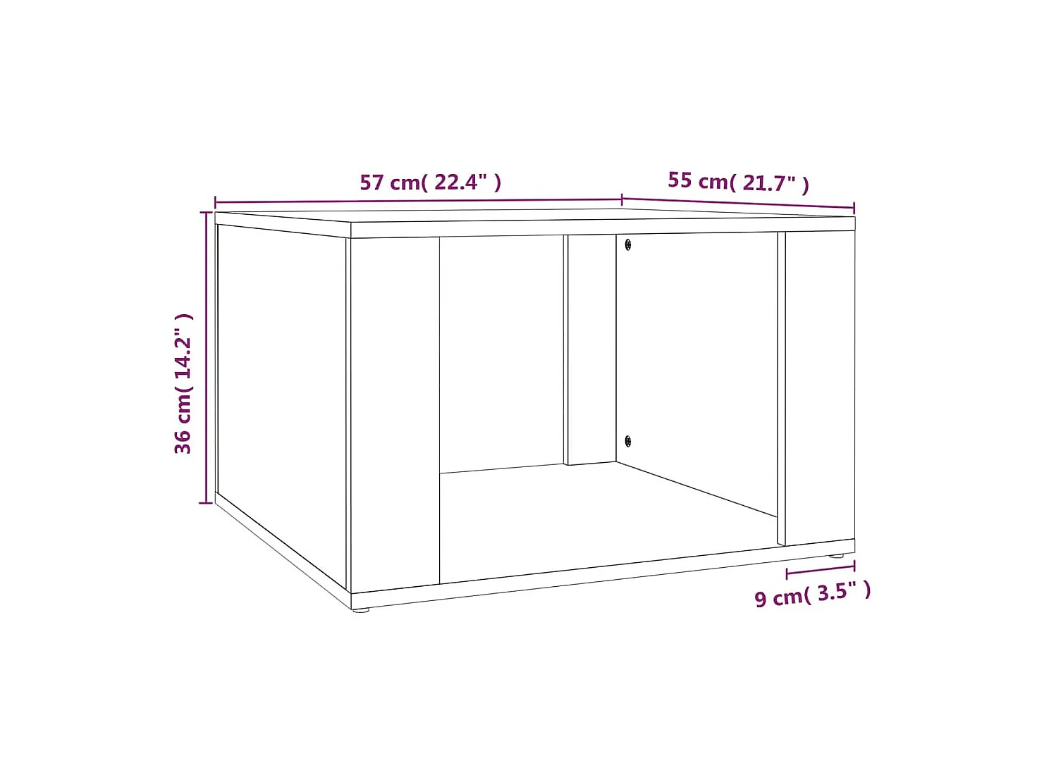 Table de chevet Noir 57x55x36 cm Bois d’ingénierie