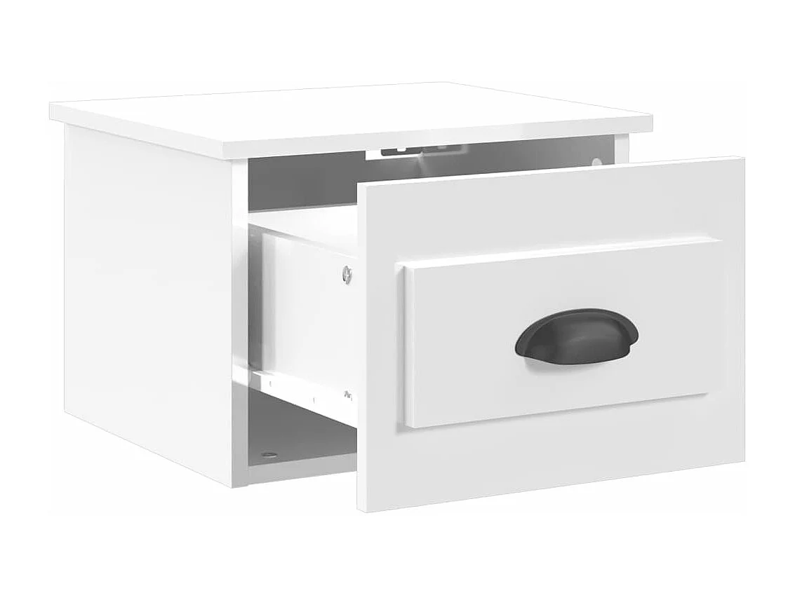 Mesa de cabeceira de parede 41,5x36x28 cm branco brilhante