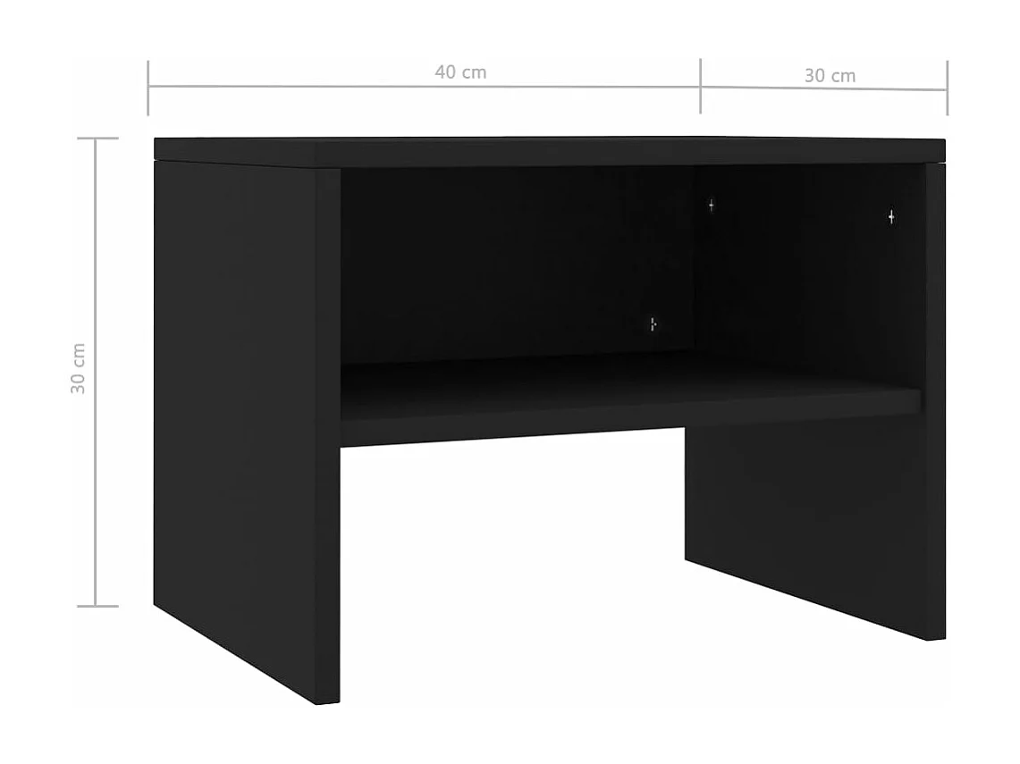 2 pièces Tables de chevet Noir 40 x 30 x 30 cm Aggloméré