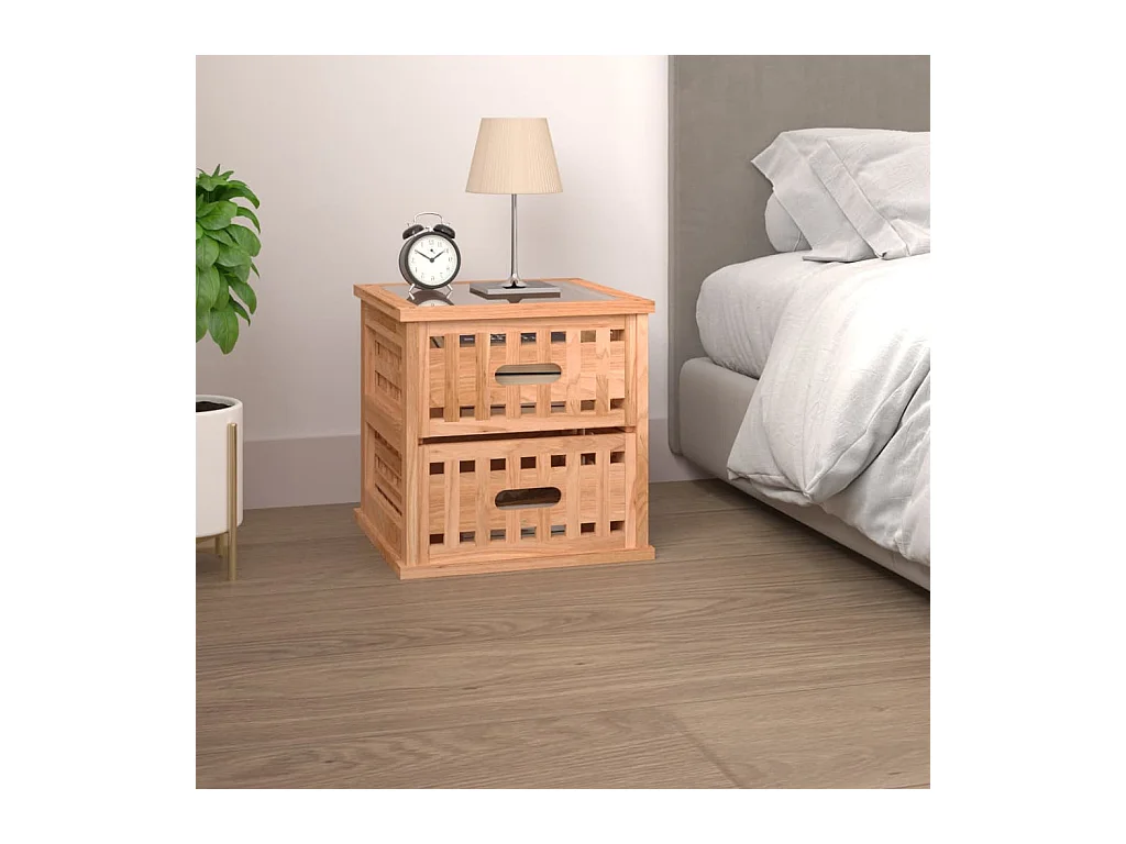 Table de chevet 34x34x34 cm Bois massif de noyer