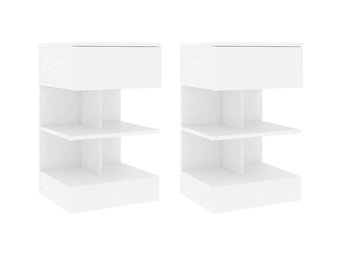 Tables de chevet 2 pièces Blanc 40x35x65 cm Aggloméré